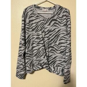 Knox Rose Zebra Print Women's Sweatshirt Size XL With Twist Front